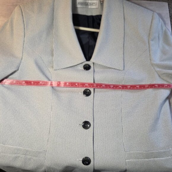 Vintage Amanda Smith Fine Scale Navy Houndstooth Blazer Size 12 EUC - Picture 12 of 15